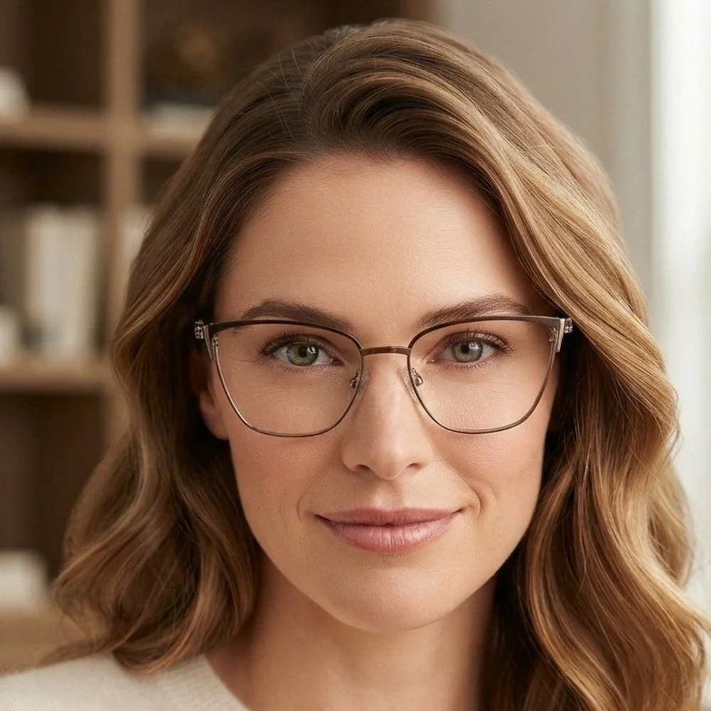 Elizabeth Arden Petites Brown Metal Cat Eye Eyeglasses EAPT 109-1S 52-15-135